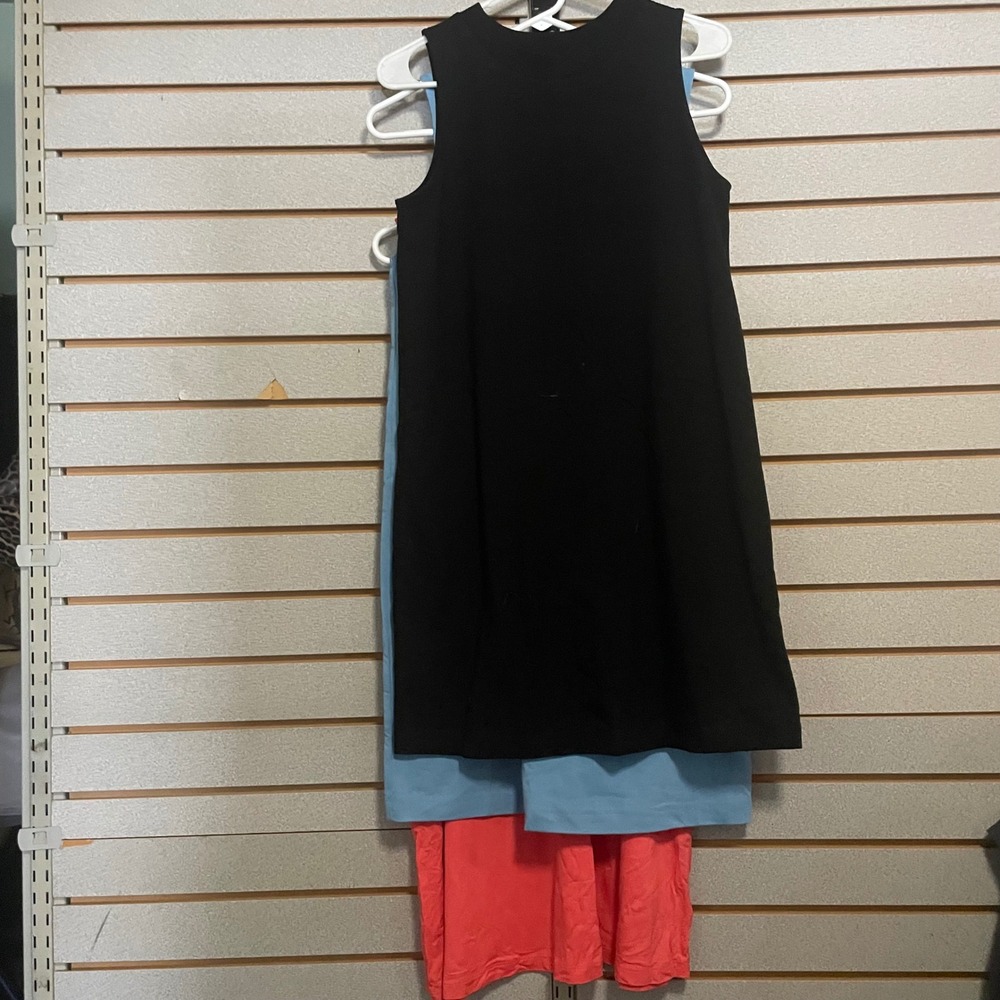 Lot of 3 Time & Tru A New Day Black Sleeveless Crew Neck T Shirt Dress Small
